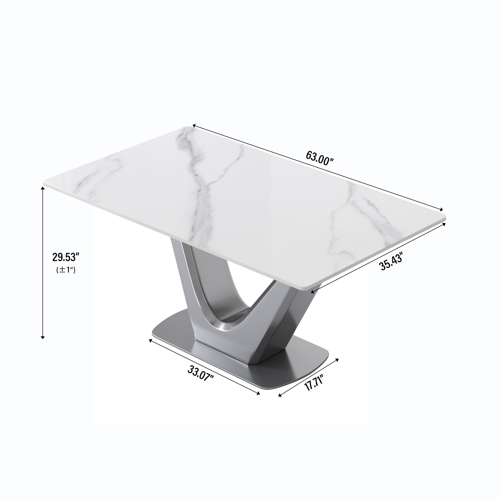 63 "modern artificial stone white panel gray V-shaped metal legs-can accommodate 6-8 people. 63 "modern artificial stone white panel gray V-shaped metal legs-can accommodate 6-8 people.
